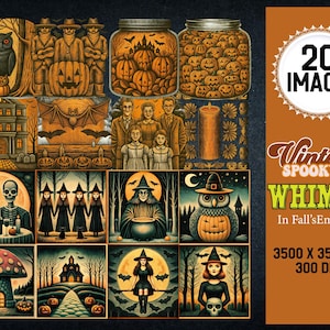 Vintage Halloween Clipart Bundle: Spooky Whimsy Graphics (Digital Download, 35 PNGs)