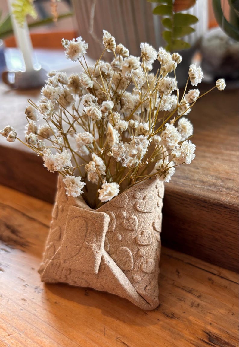 Pottery Display Window Handmade Pottery Envelope Keepsake – 9th Anniversary Dried Flower Wall ...