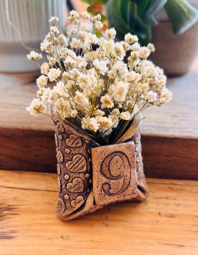 Pottery Display Window Handmade Pottery Envelope Keepsake – 9th Anniversary Dried Flower Wall ...