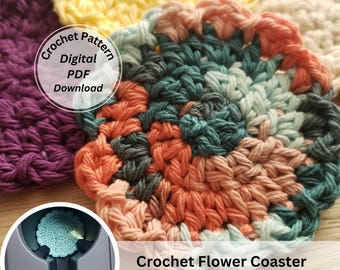 Crochet Flower Pattern, Crochet Pattern, Car Coaster Pattern, Crochet Tutorial, DIY Crochet Gifts
