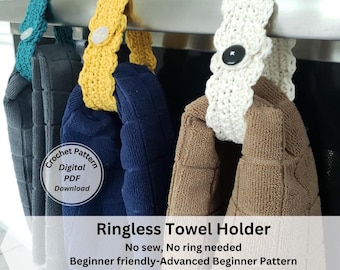 Crochet Pattern, Ring-less Kitchen Towel Holder, Crochet Tutorial, DIY Crochet Gifts,