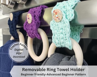 Crochet Pattern, Removable Ring Kitchen Towel Holder, Crochet Tutorial, DIY Crochet Gifts,