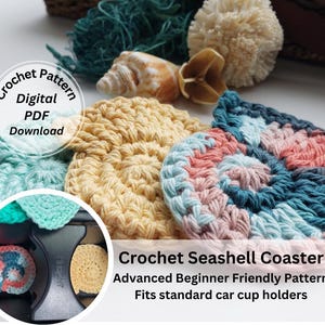 Crochet Seashell Pattern, Crochet Pattern, Car Coaster Pattern, Crochet Tutorial, DIY Crochet Gifts