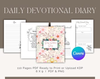 Daily Devotional Diary | KDP Interior | Daily Bible Study Template | Christian Prayer Journal | Women Devotional | Bible Reflection Notes