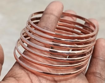Handmade Pure Copper Bangle Set, Boho Stacking Worry Jewelry