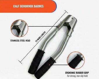Calf Dehorner Barnes 13" – Steel, Rubber Grip Veterinary Tool