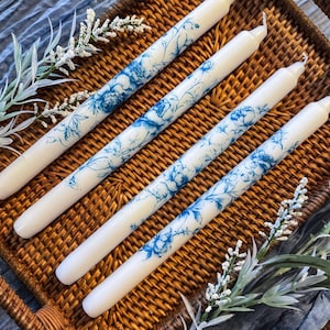 Decorative Candle Blue Chinoiserie Floral Home Decor