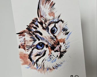 Mini portrait d'animal de compagnie peint à la main – Art animalier personnalisé (10 x 15 cm)