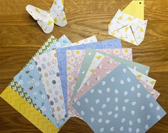 Origami Paper Flowers Spring – 20 Sheets 14×14 cm – Floral Patterns | DIY Craft Paper & Scrapbooking | Upcycled Craft Paper