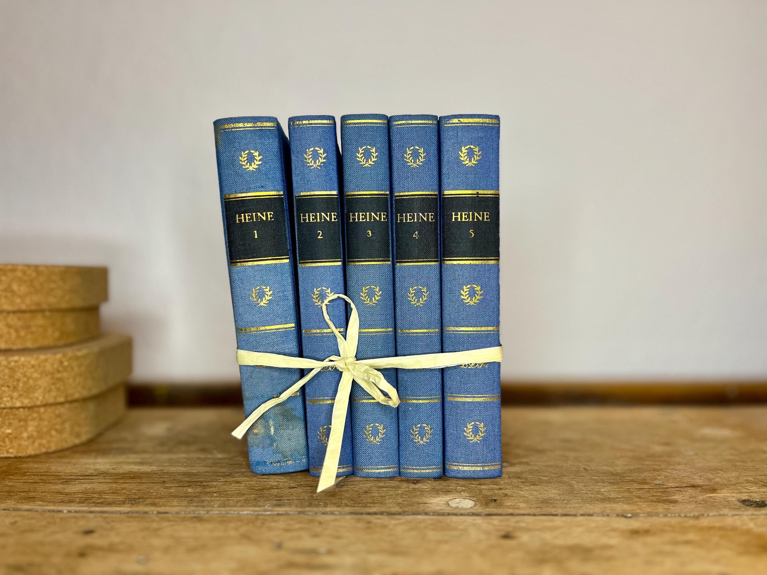古書セット売り 古書装飾セット – ヴィンテージブルーブック（5点） – 棚、リビング