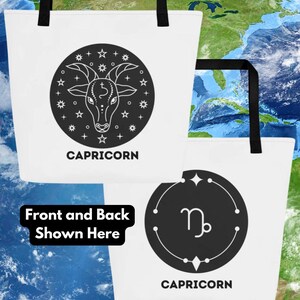Capricorn Bag, Zodiac Oversized Tote Bag, Horoscope Star Sign Bag