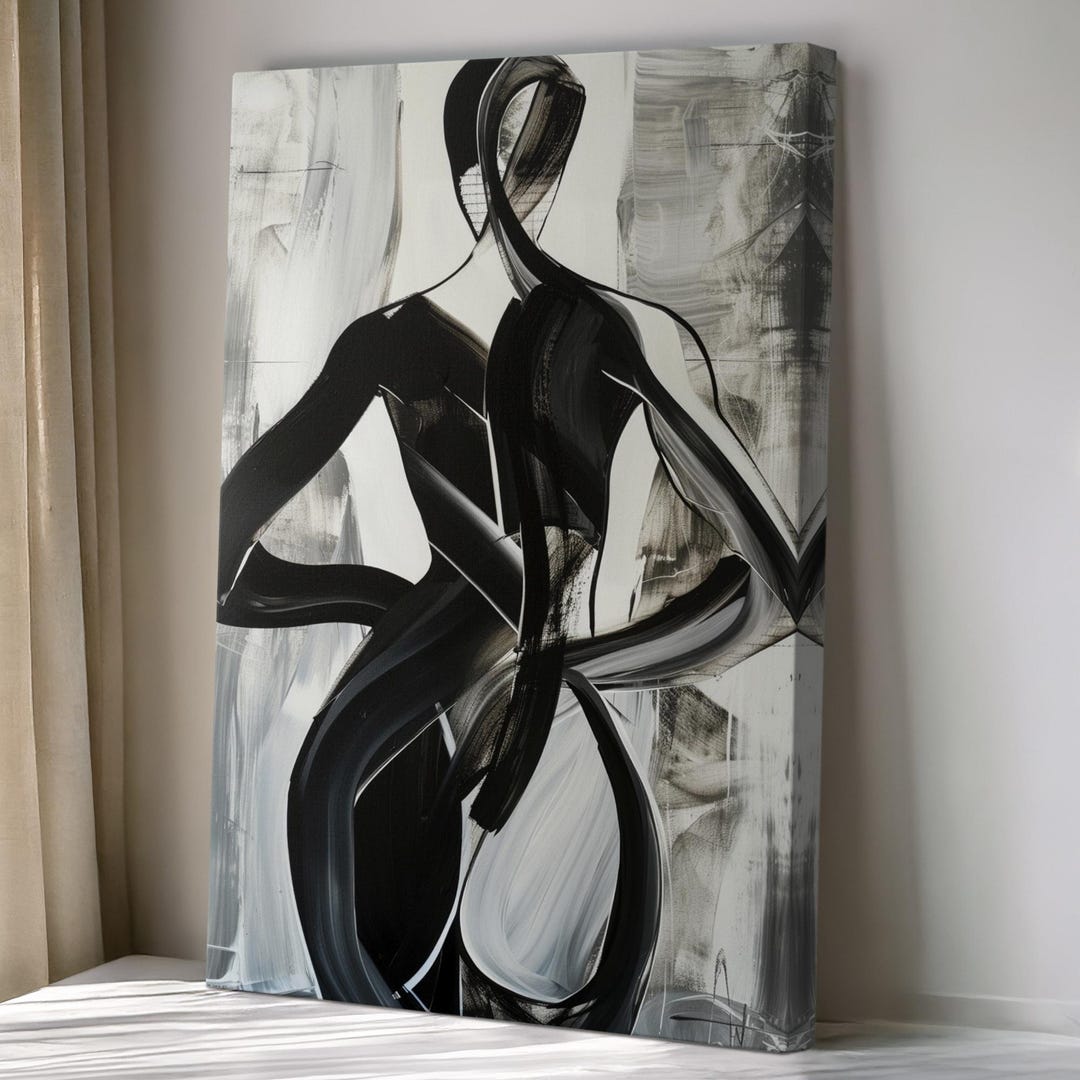 Modern Black and White Woman Figure Canvas Wall Art -abstract Female ...