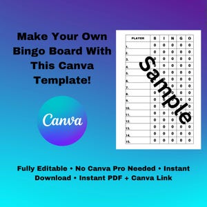 Bingo Board Template – Canva Editable Bingo Board 1-15