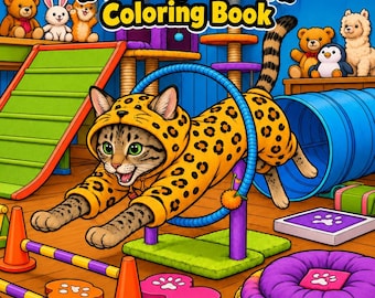 Cats In Onesies Coloring Book | Cats Coloring Book | Adult Coloring Book | 49 Printable Pages | Digital Download | Grim Spectrum I Cats