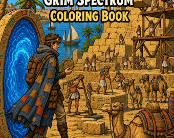 Time Travelers Coloring Book | Fantasy Adult Coloring Book | 40 Printable Pages | Digital Download | Grim Spectrum | time travel color books