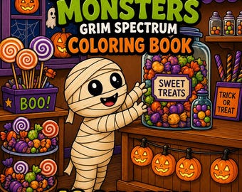 Cozy Cute Halloween Monsters  Coloring Book | Cozy Monsters | Adult Coloring Book | 48 Printable Pages | Digital Download | Grim Spectrum