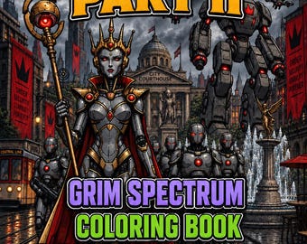 Grim Supervillains  Part II Coloring Book | 44 Printable Pages | Adult Coloring Book | Dark Fantasy Villains | Digital Download | Grim
