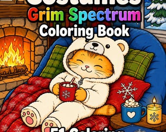 Cozy Cats Costumes Coloring Book | Cats Coloring Book | Adult Coloring Book | 51 Printable Pages | Digital Download |Grim Spectrum