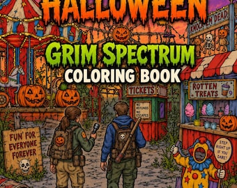 Post-Apocalyptic Halloween Coloring Book | Adult Coloring Book | 45 Printable Pages | Digital Download | Grim Spectrum I Halloween APOC