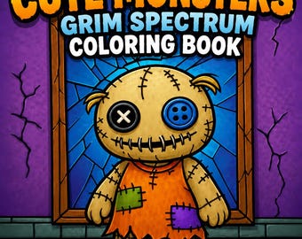 Cute Grim Monsters Coloring Book | Cozy Monsters| Adult Coloring Book | 40 Printable Pages | Digital Download | Grim Spectrum