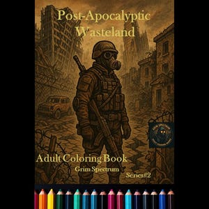 Post Apocalyptic Wasteland - Adult Coloring Book Pages level II Intermediate Series #2