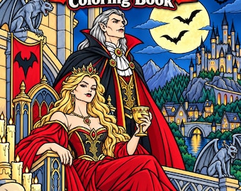 Halloween Fantasy Coloring Book | Dark Fantasy | Vampires, Witches & Undead | 38 Printable Pages | Digital Download | Grim Spectrum