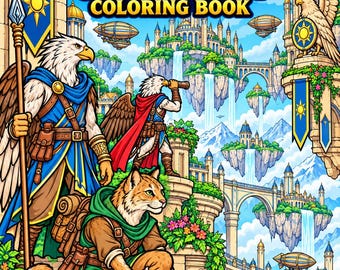 Kroniki Animorpha, część III | Kolorowanka: Królestwo Zwierząt Fantasy | Kolorowanka dla dorosłych | 39 stron do druku | Pobierz cyfrowo | Grim