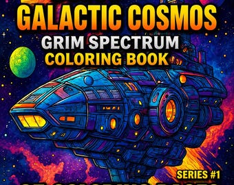 Sci-Fi Coloring Book | Galactic Cosmos | Adult Coloring Book | 35 Printable Pages | Digital Download | Grim Spectrum