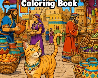 Cats In History Coloring Book | Cats Coloring Book | Adult Coloring Book | 50 Printable Pages | Digital Download |Grim Spectrum I History