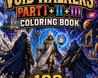 Void Walkers Coloring Book Bundle | Parts I + II + III | Adult Sci-Fi Fantasy Coloring Book | 133 Printable Pages | Digital Download | Grim
