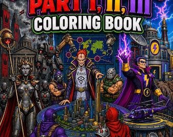 Grim Supervillains Bundle Part I-3 Coloring Book | 111 Printable Pages | Adult Coloring Book | Dark Fantasy Villains | Digital Download |