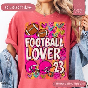 Comfort Colors Football Mom Shirt: Kids Jersey Number Tee