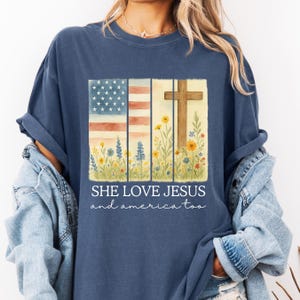 Retro USA Sweatshirt, She Loves Jesus And America Too, Womens USA Crewneck Sweatshirt, USA Shirt, America Sweatshirt, 4th of July Sweatshirt