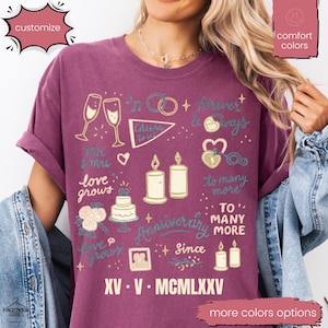 Personalized Roman Numeral T-shirt, Comfort Colors® Custom Anniversary Date Shirt, Matching Couples Outfit, Honeymoon Shirt, Wedding Tee
