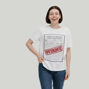 Vintage bibliotheekkaart, te laat, uniseks T-shirt, bestseller, boekenliefhebbers, boekenshirt, schoolse stijl, boekenwurm, literair leven, boekmerchandise