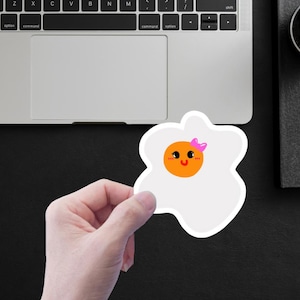Egg Stickers, Breakfast Food Decals, Kawaii Kitchen Decor, Adorable Laptop Sticker, Cute Cartoon Egg Label, Vinyl Decal for Fridge, Pack of