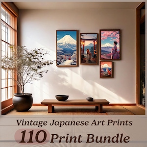 Japanese Art Prints Bundle | 110 Vintage and Modern Designs | Minimalist Maximalist Asian Wall Decor | Instant Digital Download