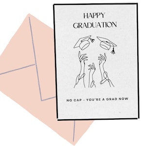 Divertida tarjeta de graduación minimalista: "Ya eres graduado sin birrete" - Descarga digital / Tarjeta de graduación moderna imprimible / Regalo para la generación de 2025