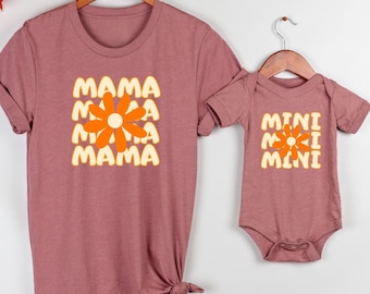 Mama Mini Daisy  Matching Shirt, Groovy Mommy and Me Daisy T-Shirts, Mother Daughter Outfit,  Mothers Day Gift For Mama