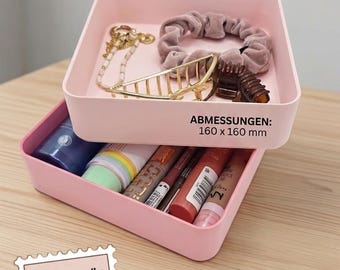 Stackable storage box 160 x 160 mm – organizer for cosmetics, jewelry & small parts
