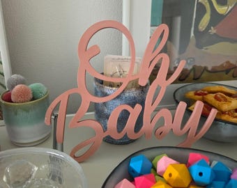 Oh Baby lettering made from 3D print – Baby shower decorations | Lying, hanging or standing | Modern baby decor