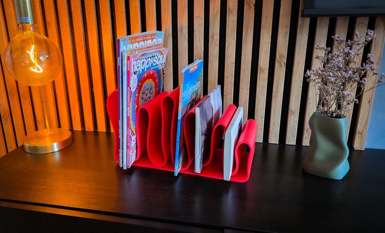 Red Magazine Racks Retro Magazine & Vinyl Stand | 3D Printed Display Holder for Magazines ...