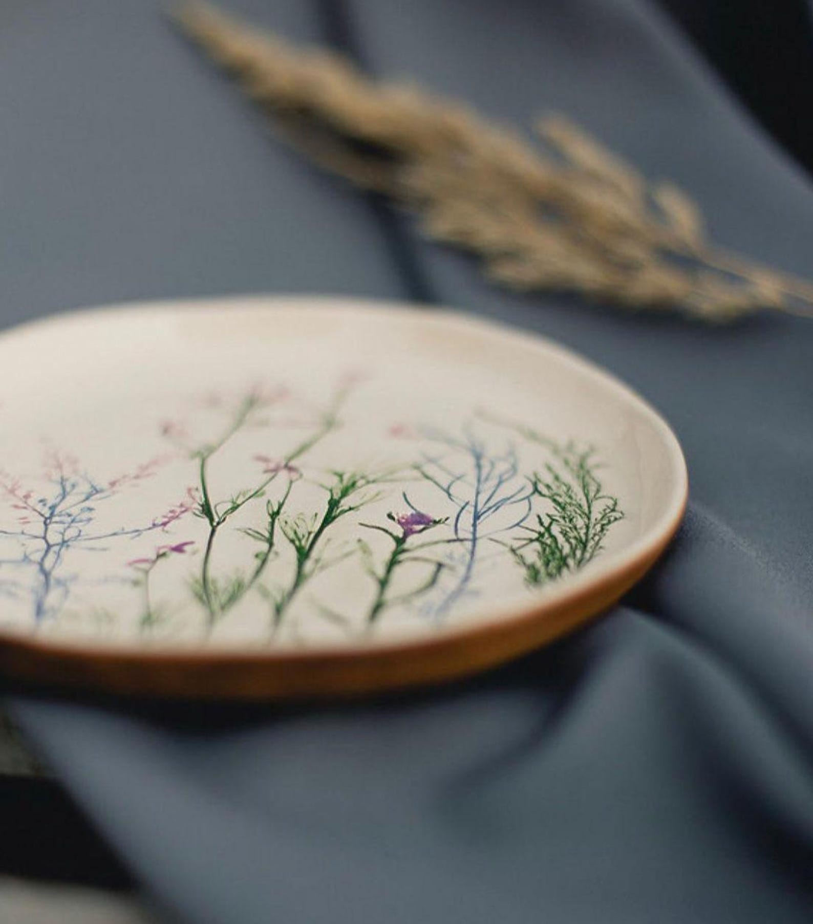Floral Ceramic Plates - Wildflower Pottery Dinnerware, Cottagecore ...