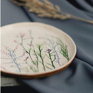 Floral Ceramic Plates - Wildflower Pottery Dinnerware, Cottagecore ...