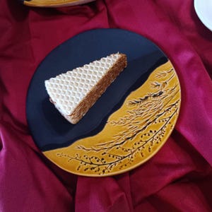 Rustic Modern Serving Dishes for Boho Kitchen Decor - Handmade Ceramic Plates with Botanical Relief – Artisan Tableware, Gift Idea