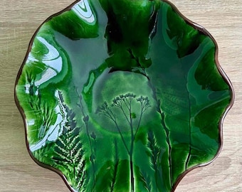 大きな緑色の陶器の葉皿 - Etsy 日本