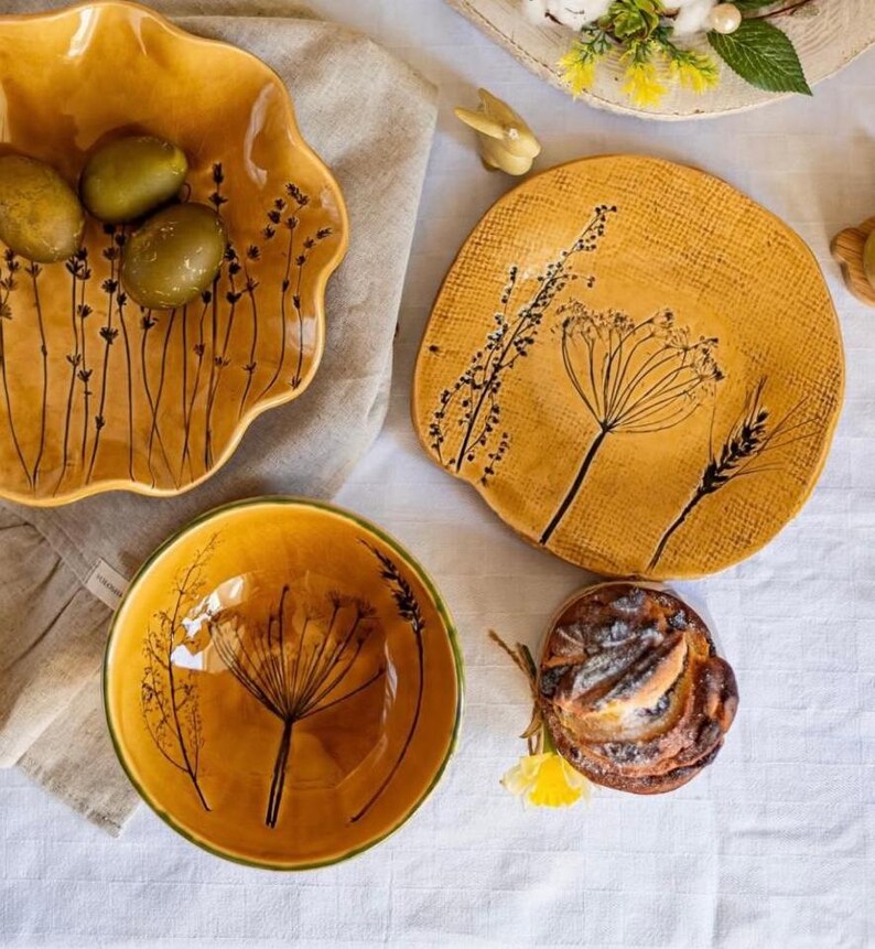Unique Dinnerware Plates / Ceramic Dinner Plate / Rustic Breakfast ...