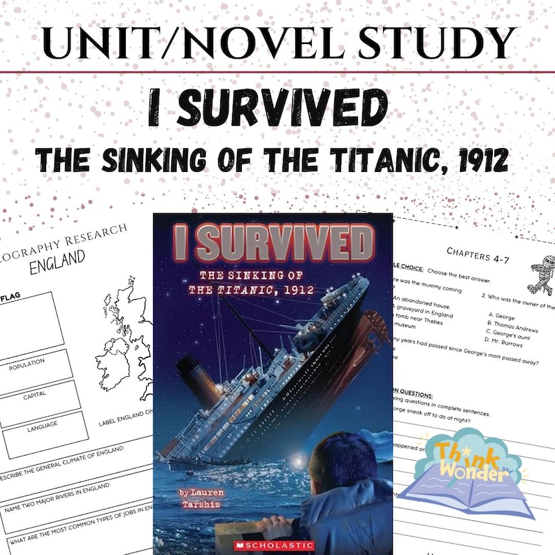 Titanic Unit Study: I Survived Novel, Elementary Literature (PDF) - Etsy
