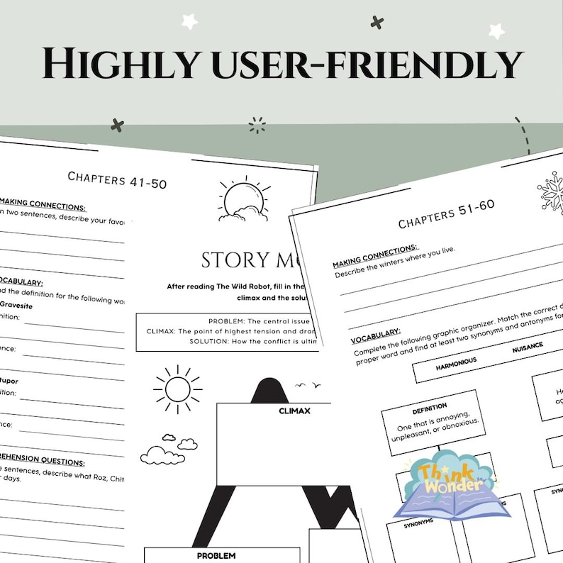 May include: Black and white printable worksheet with the text "Story Mountain" and a graphic organizer for students to fill in the problem, climax, and solution of a story. The worksheet is designed to help students understand the structure of a story.