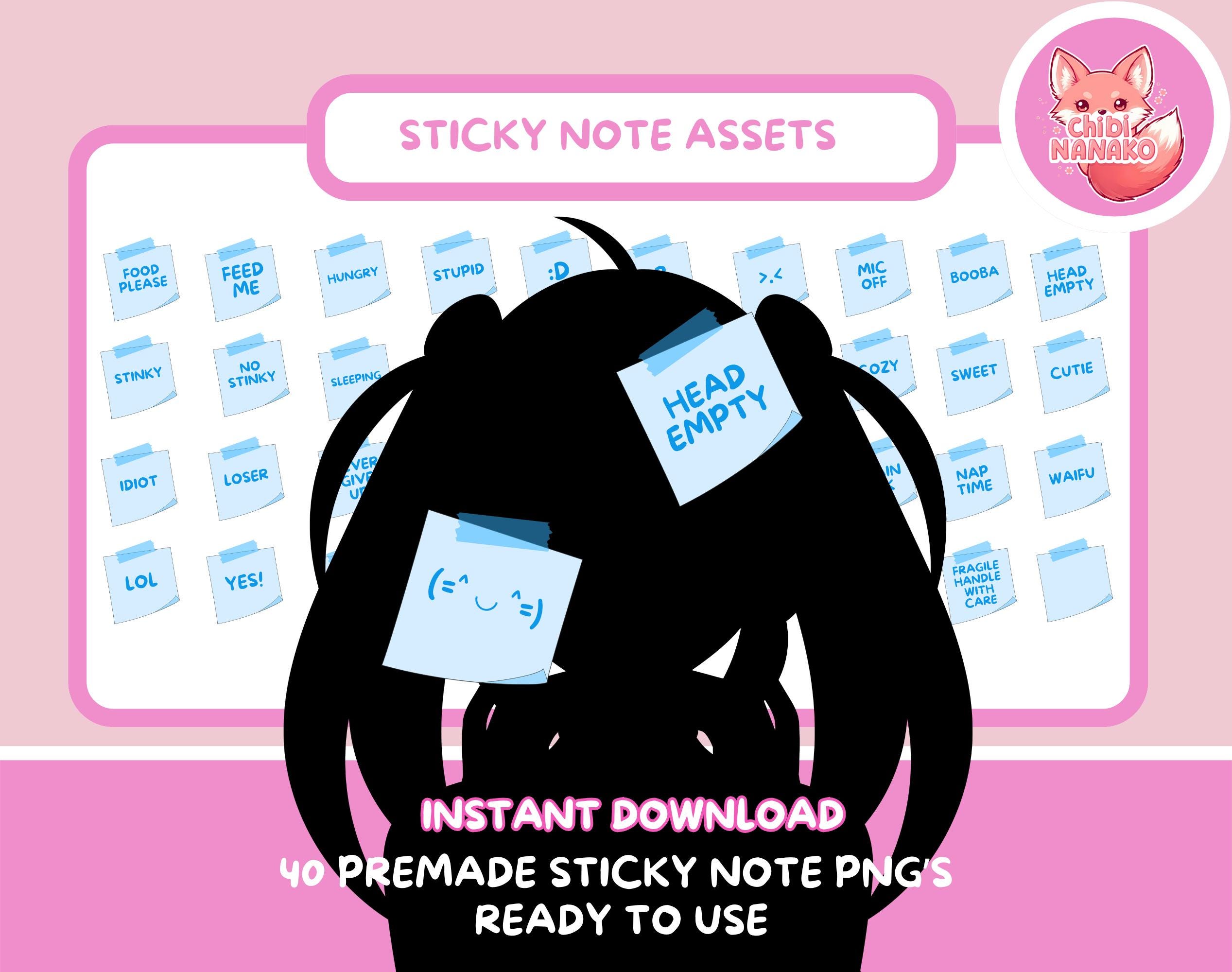 Sticky Note Props Premade Sticky Note Set Light Blue – Funny Vtuber Props – Feed Me ...